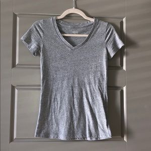 Gray V-neck T-shirt